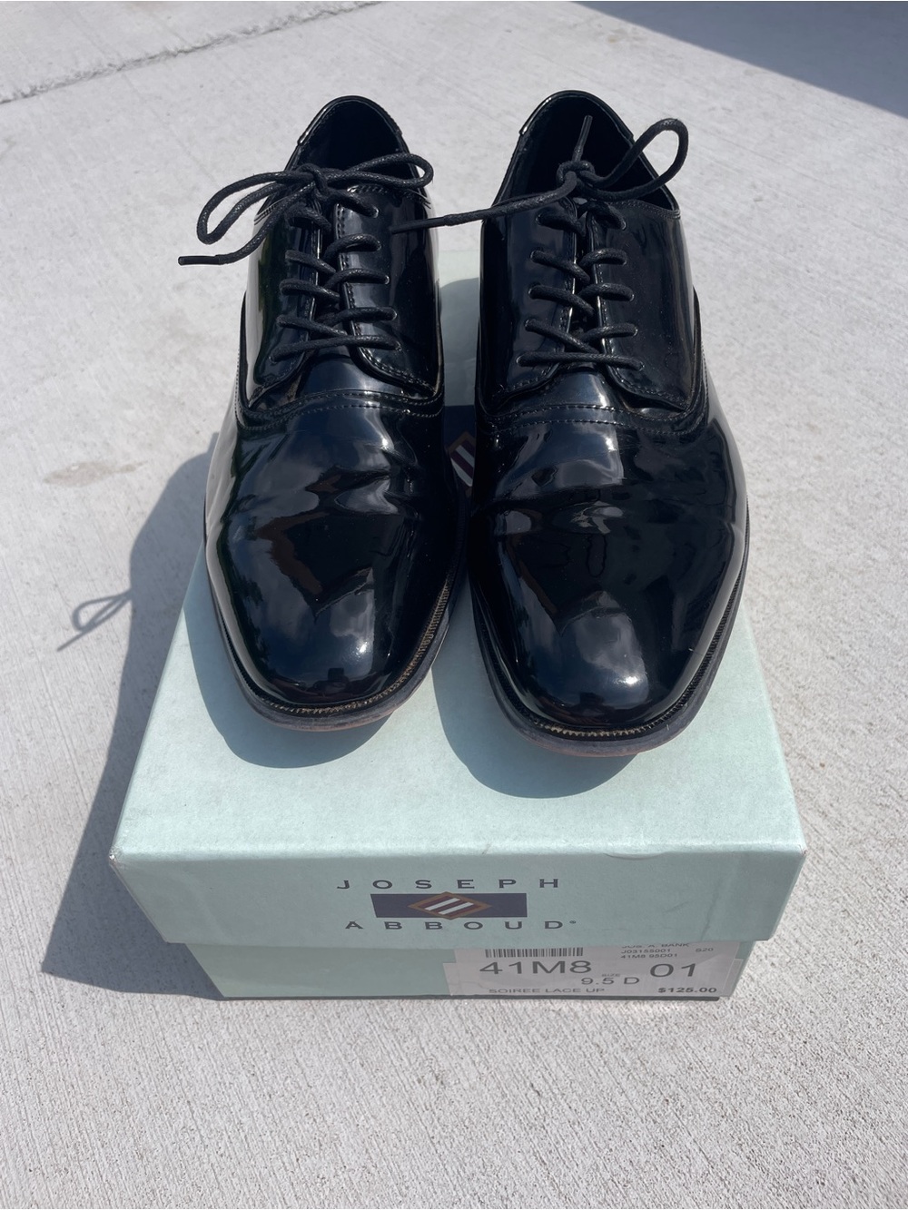 Joseph Abboud Black Patent Leather Lace-Up Oxfords